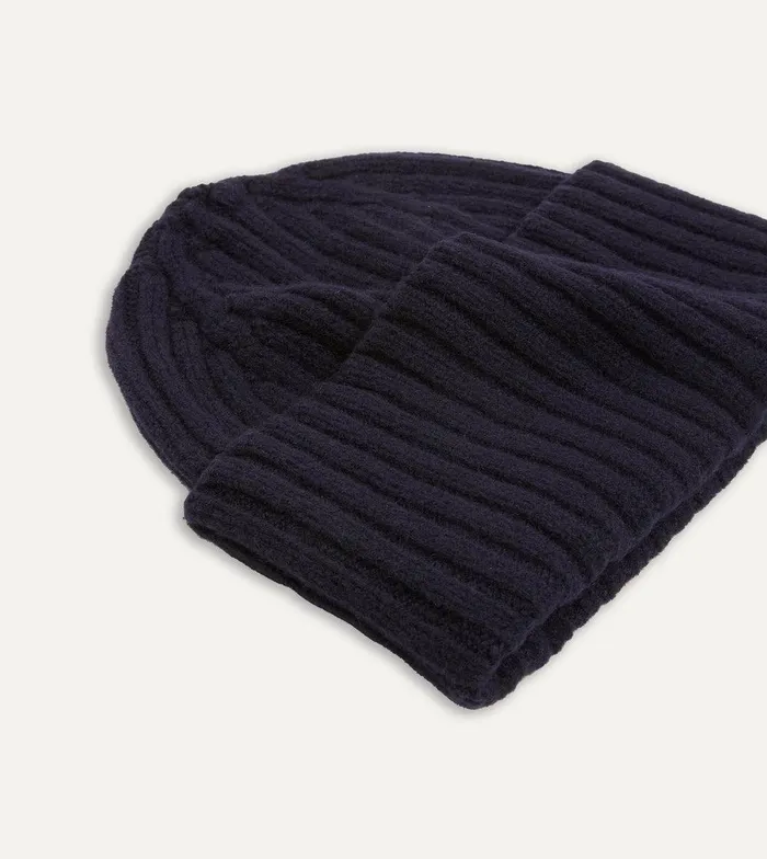 Drake039s Navy Lambswool Ribbed Knit Cap 8211 Accessories