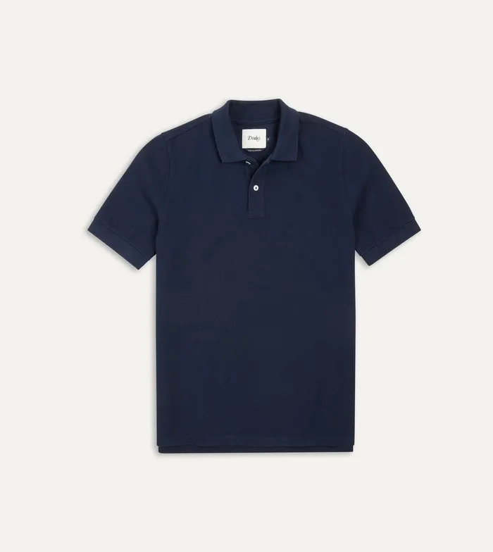 Drake039s Navy Piqu Cotton Polo Shirt 8211 Clothing