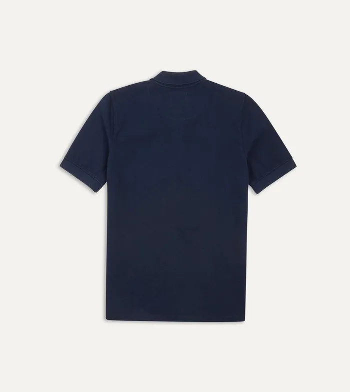 Drake039s Navy Piqu Cotton Polo Shirt 8211 Clothing
