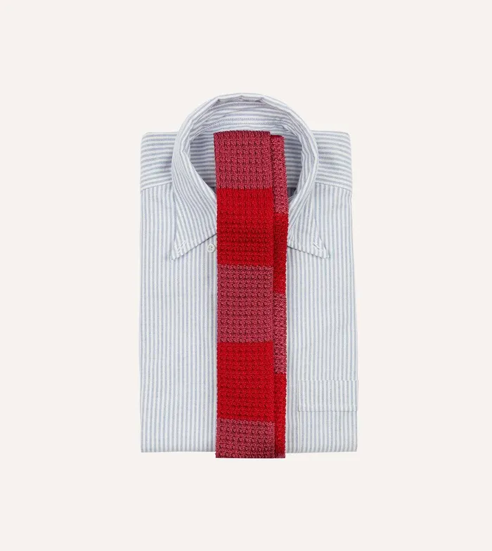 Drake039s Pink And Red Knitted Silk Solid Colour Tie 8211 Ties
