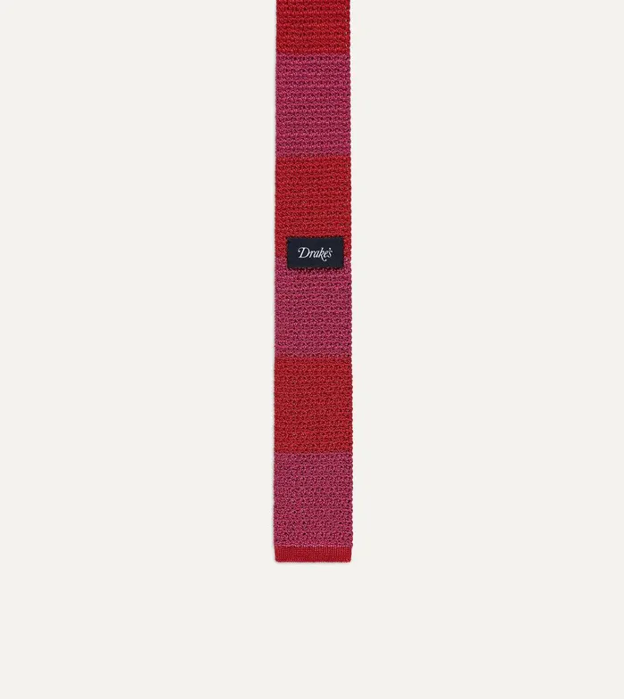 Drake039s Pink And Red Knitted Silk Solid Colour Tie 8211 Ties