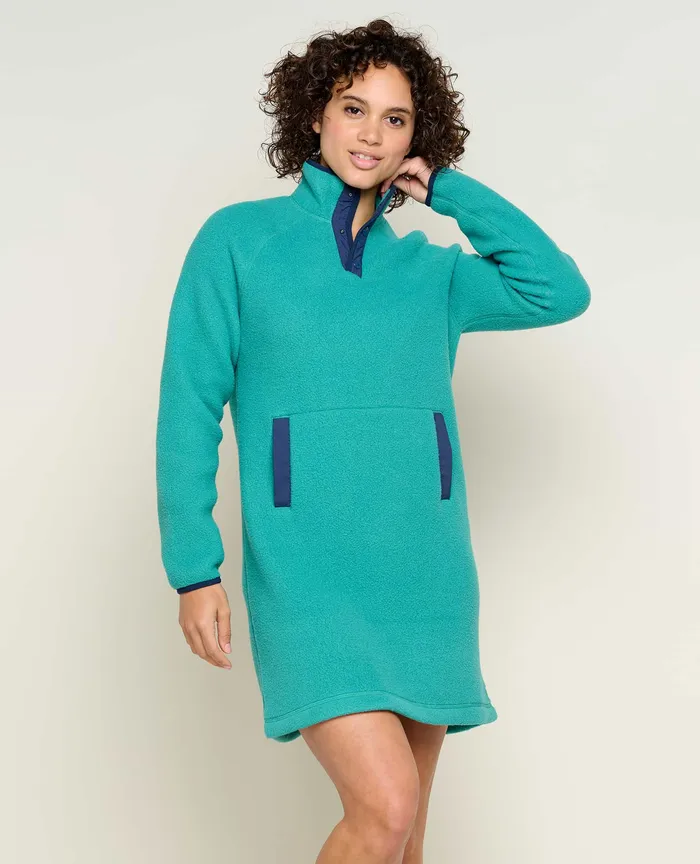Dresses Women8217s ToadandCo Campo Fleece 14 Snap Dress Cyan