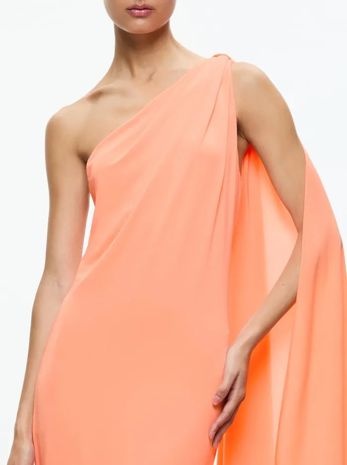 Dresses Women Alice Olivia Anja One Shoulder Draped Maxi Dress Coral