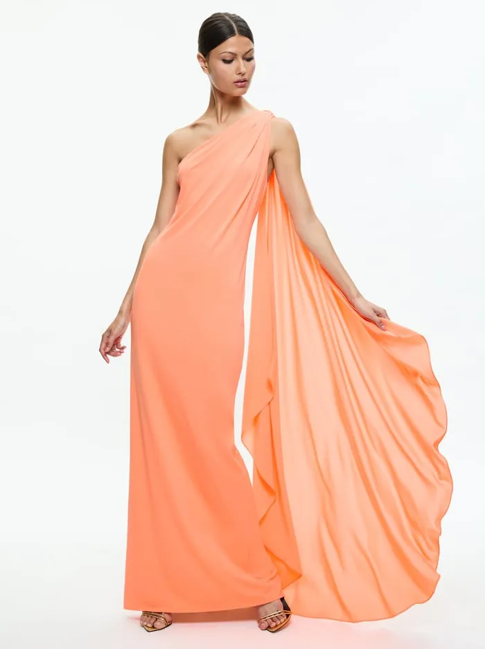 Dresses Women Alice Olivia Anja One Shoulder Draped Maxi Dress Coral