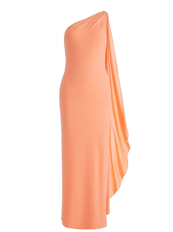 Dresses Women Alice Olivia Anja One Shoulder Draped Maxi Dress Coral