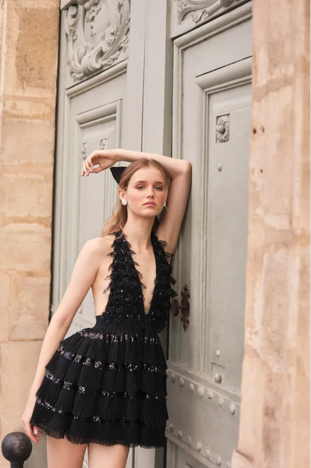 Dresses WomenKids LoveShackFancy Callaia Tulle Mini Halter Dress Black