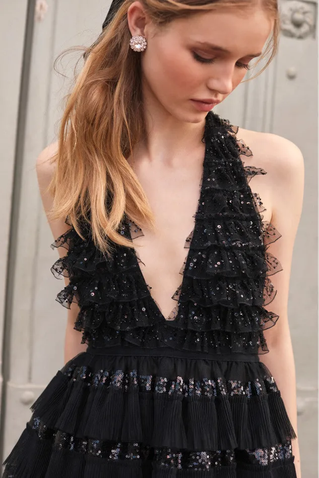 Dresses WomenKids LoveShackFancy Callaia Tulle Mini Halter Dress Black
