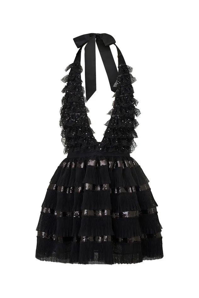 Dresses WomenKids LoveShackFancy Callaia Tulle Mini Halter Dress Black