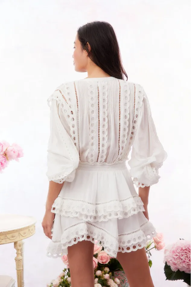 Dresses WomenKids LoveShackFancy Tindra Eyelet Cotton Mini Dress Soft White