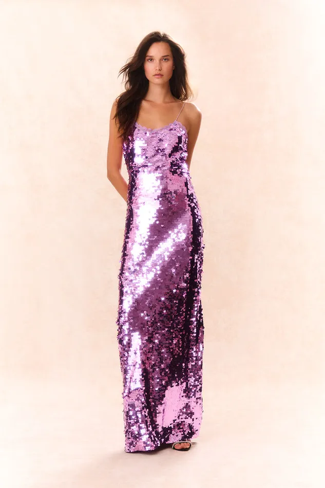 Dresses Women LoveShackFancy Anora Sequin Gown Bright Orchid
