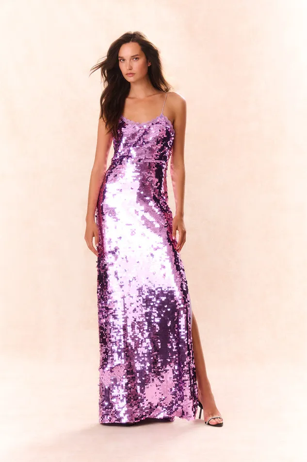 Dresses Women LoveShackFancy Anora Sequin Gown Bright Orchid