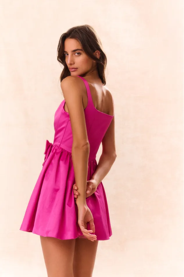 Dresses Women LoveShackFancy Bayer Satin Mini Dress Fuchsia