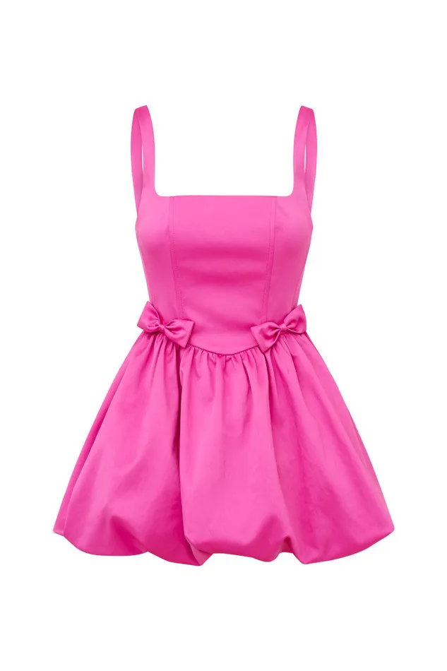 Dresses Women LoveShackFancy Bayer Satin Mini Dress Fuchsia