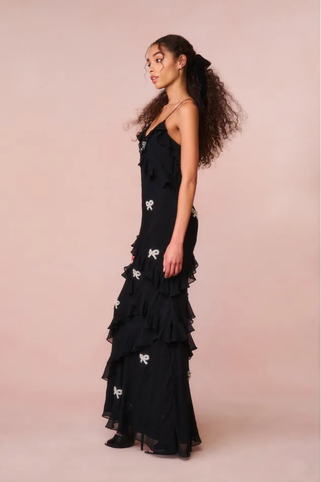Dresses Women LoveShackFancy Rialto Crystal BowEmbellished Maxi Dress Black