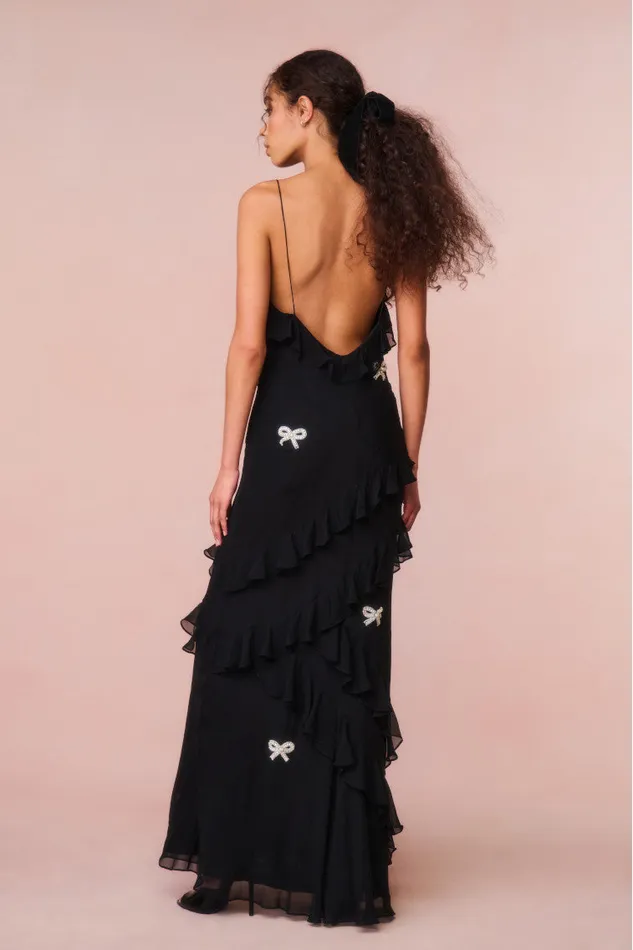 Dresses Women LoveShackFancy Rialto Crystal BowEmbellished Maxi Dress Black