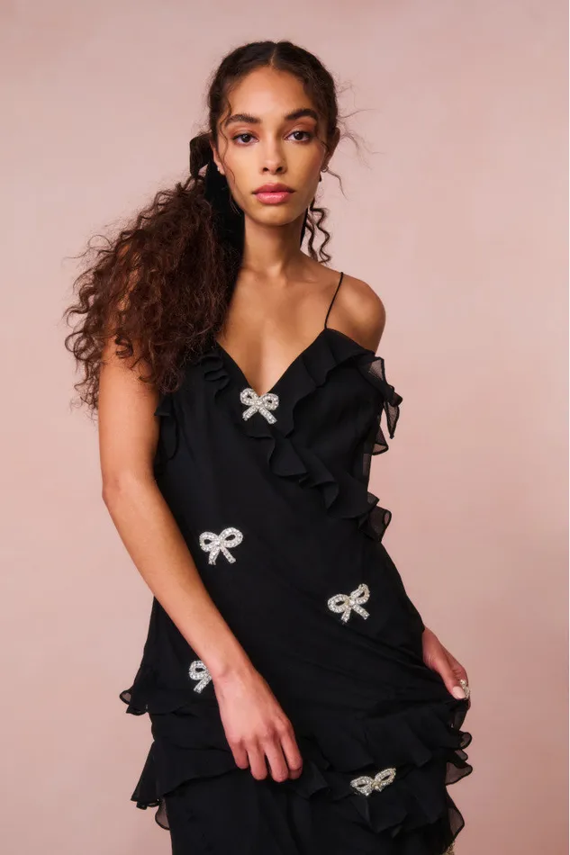 Dresses Women LoveShackFancy Rialto Crystal BowEmbellished Maxi Dress Black