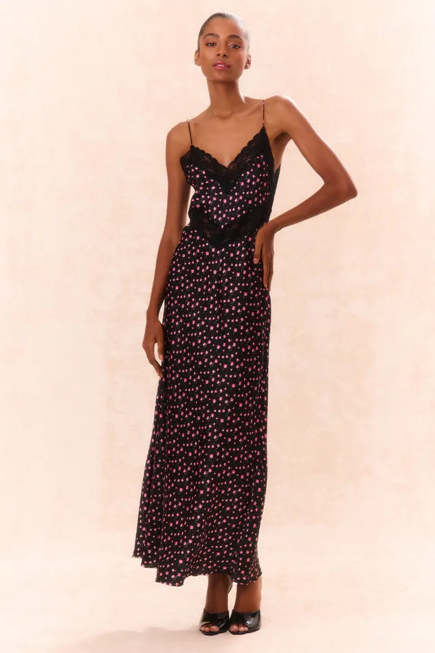 Dresses Women LoveShackFancy Serita Silk Floral Maxi Dress Pink Noir