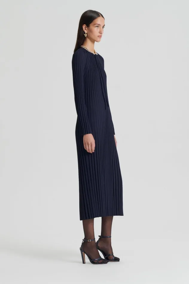 Dresses Women Scanlan Theodore PLEATED RIB DRAWCORD DRESS Navy Dresses Women Scanlan Theodore PLEATED RIB DRAWCORD DRESS Navy