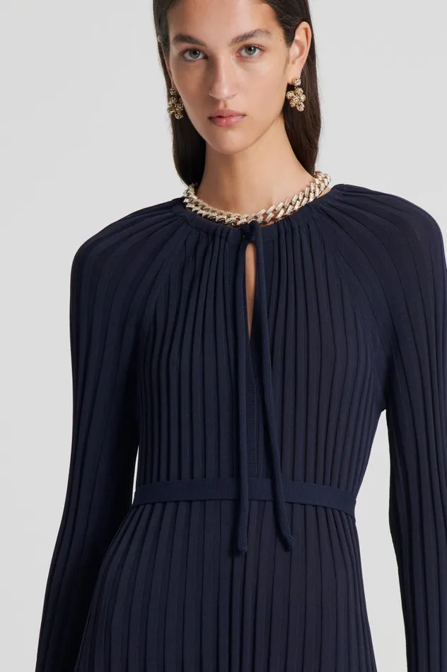 Dresses Women Scanlan Theodore PLEATED RIB DRAWCORD DRESS Navy Dresses Women Scanlan Theodore PLEATED RIB DRAWCORD DRESS Navy