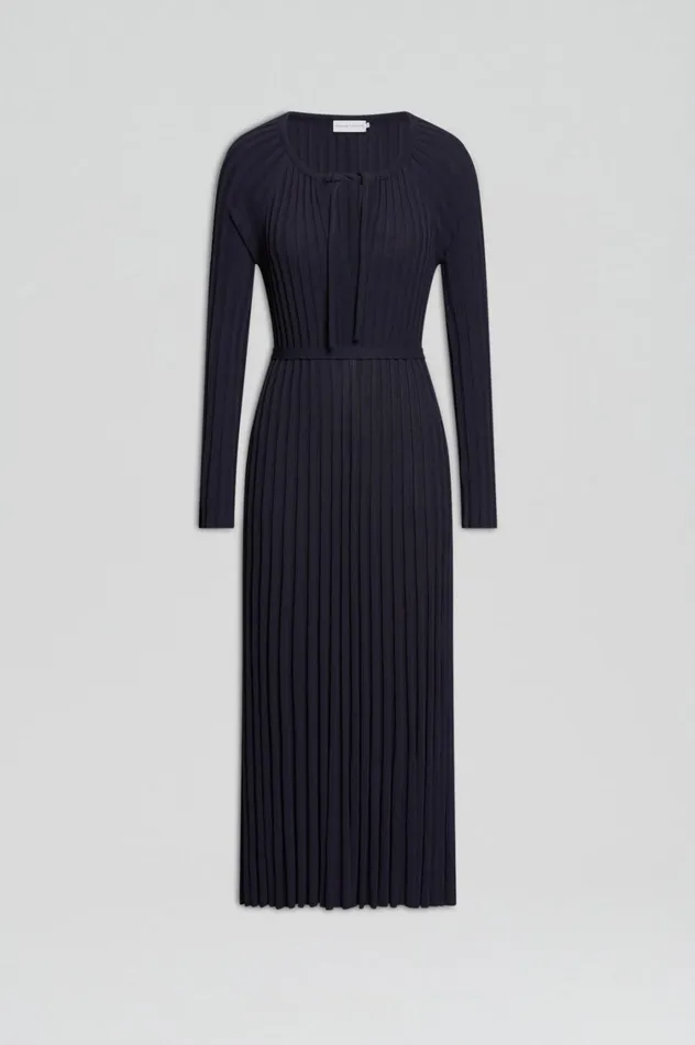 Dresses Women Scanlan Theodore PLEATED RIB DRAWCORD DRESS Navy Dresses Women Scanlan Theodore PLEATED RIB DRAWCORD DRESS Navy