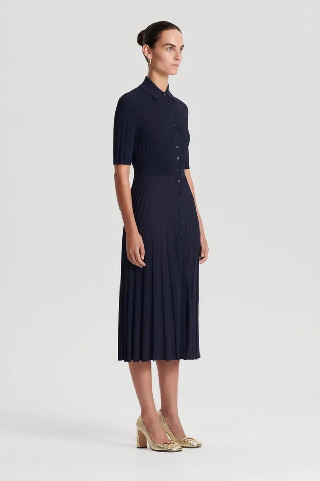 Dresses Women Scanlan Theodore PLEATED RIB SHIRT DRESS Navy Dresses Women Scanlan Theodore PLEATED RIB SHIRT DRESS Navy