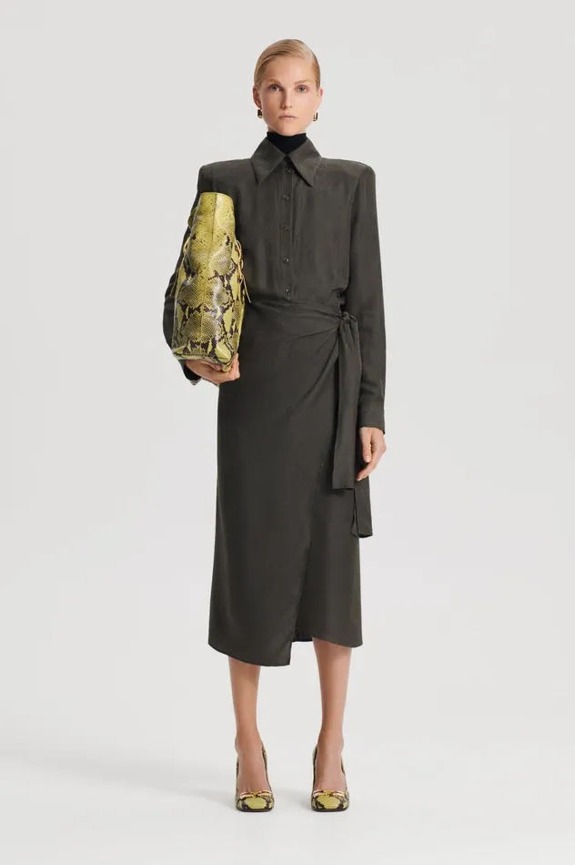 Dresses Women Scanlan Theodore SILK JAQUARD WRAP DRESS Jungle