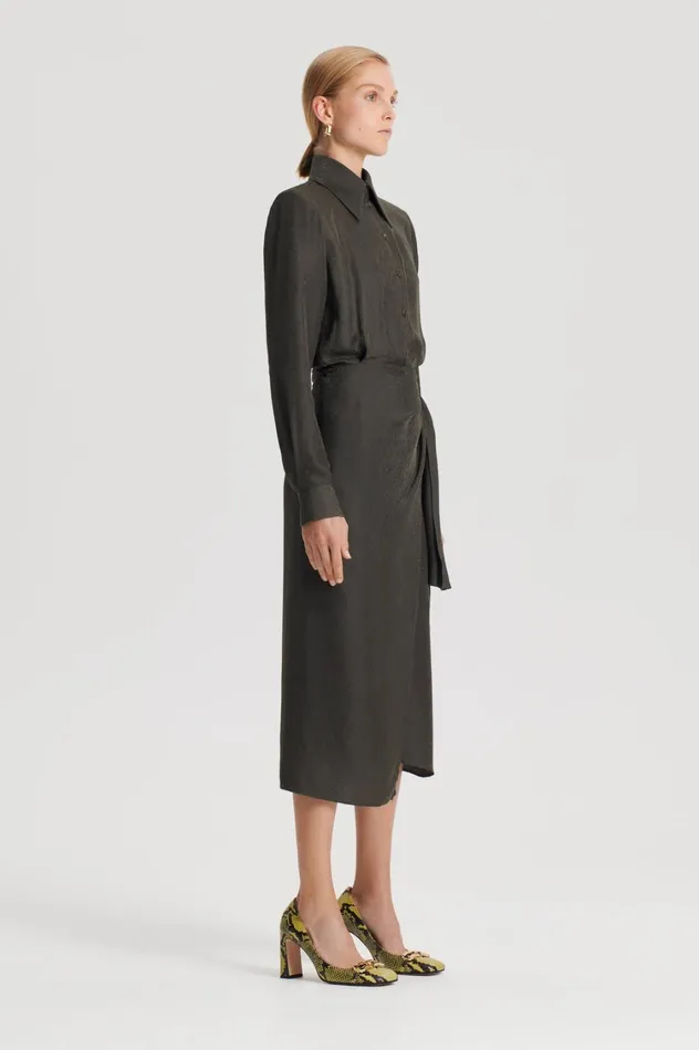 Dresses Women Scanlan Theodore SILK JAQUARD WRAP DRESS Jungle Dresses Women Scanlan Theodore SILK JAQUARD WRAP DRESS Jungle