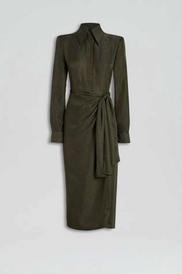 Dresses Women Scanlan Theodore SILK JAQUARD WRAP DRESS Jungle Dresses Women Scanlan Theodore SILK JAQUARD WRAP DRESS Jungle
