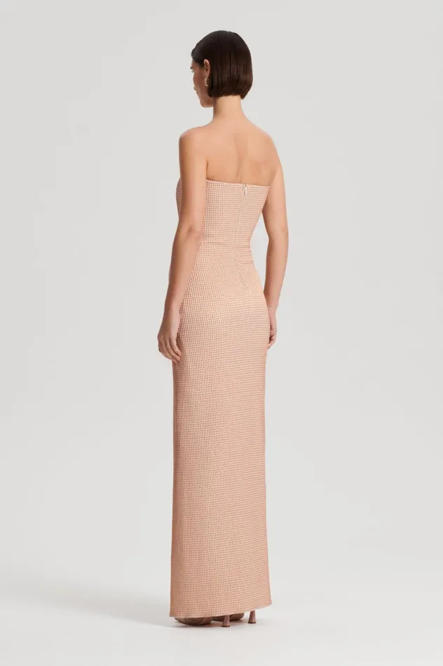 Dresses Women Scanlan Theodore TINSEL GINGHAM GOWN Rose Gold Dresses Women Scanlan Theodore TINSEL GINGHAM GOWN Rose Gold