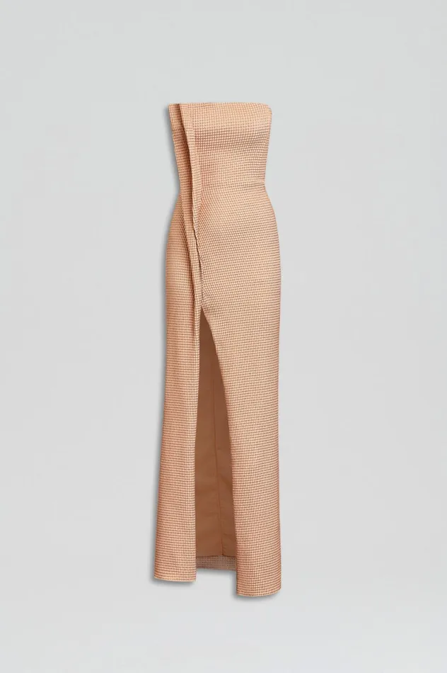Dresses Women Scanlan Theodore TINSEL GINGHAM GOWN Rose Gold Dresses Women Scanlan Theodore TINSEL GINGHAM GOWN Rose Gold