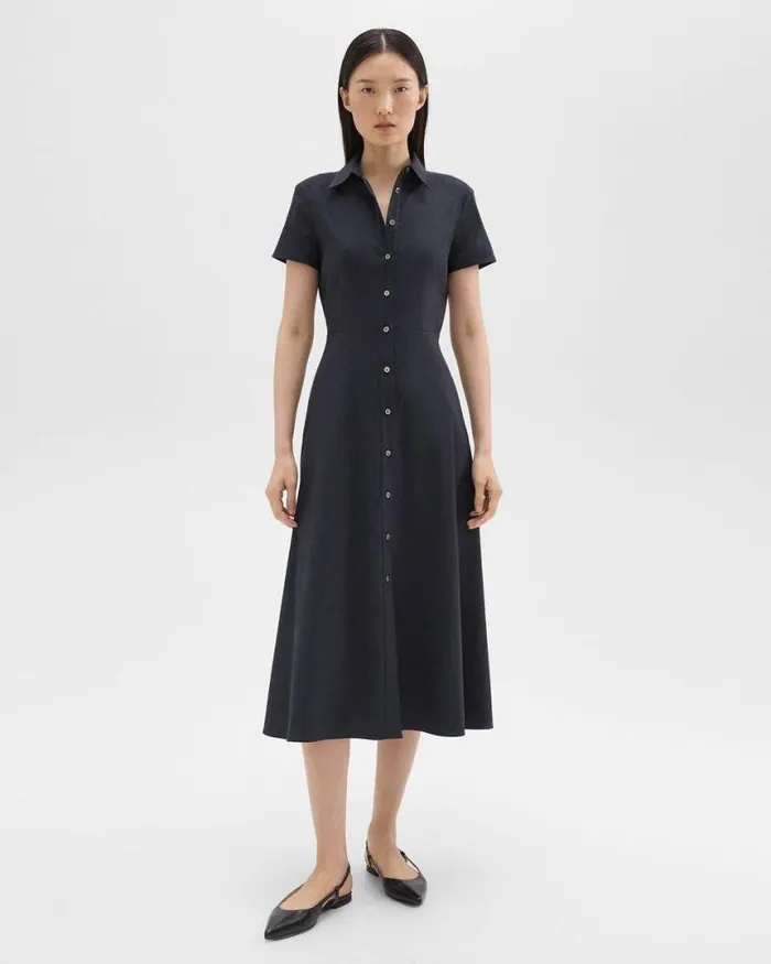 Dresses Women Theory Midi Shirt Dress In Good Linen Concord