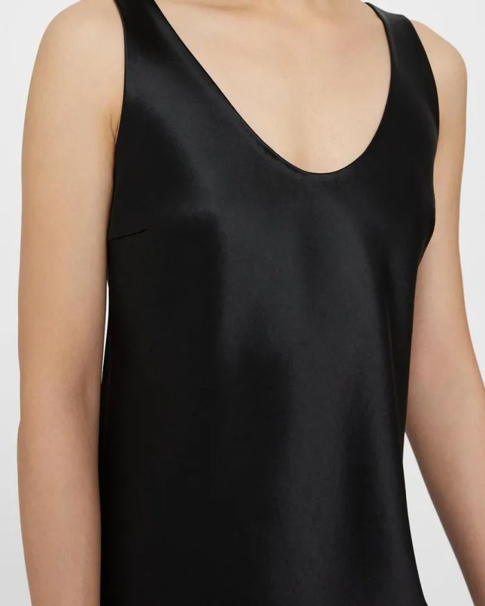 Dresses Women Theory Tank Dress In Bonded Satin Black Dresses Women Theory Tank Dress In Bonded Satin Black
