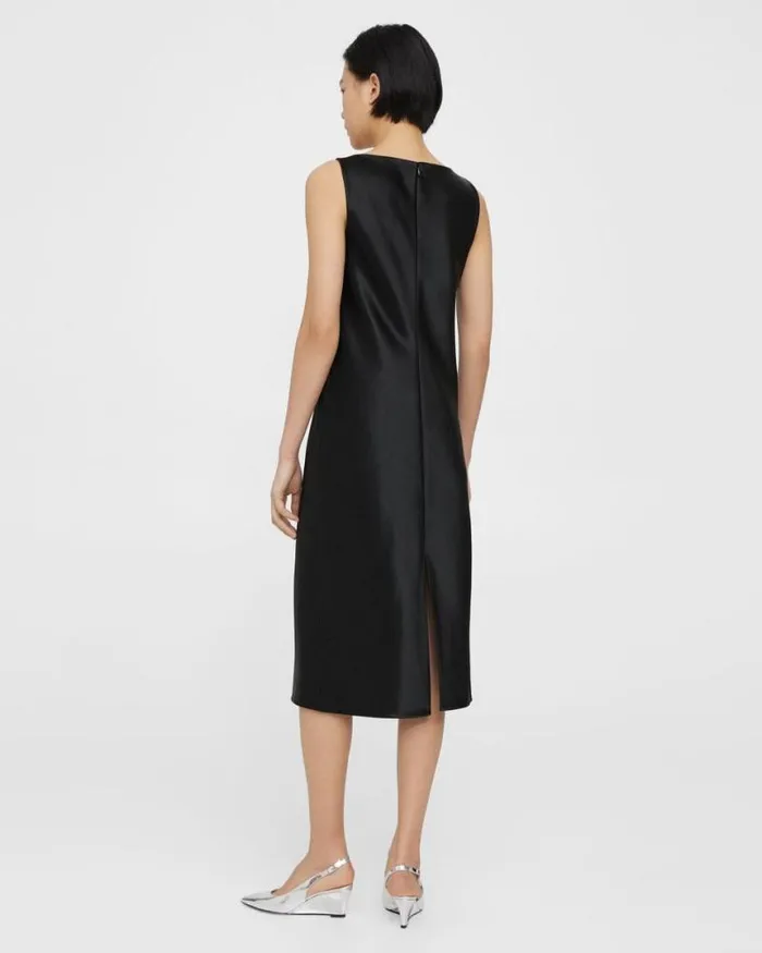 Dresses Women Theory Tank Dress In Bonded Satin Black Dresses Women Theory Tank Dress In Bonded Satin Black