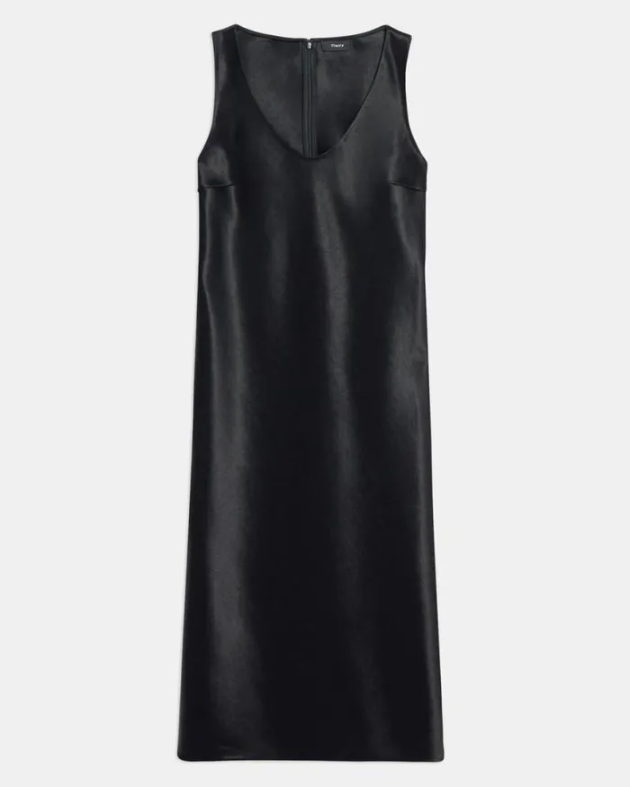 Dresses Women Theory Tank Dress In Bonded Satin Black Dresses Women Theory Tank Dress In Bonded Satin Black