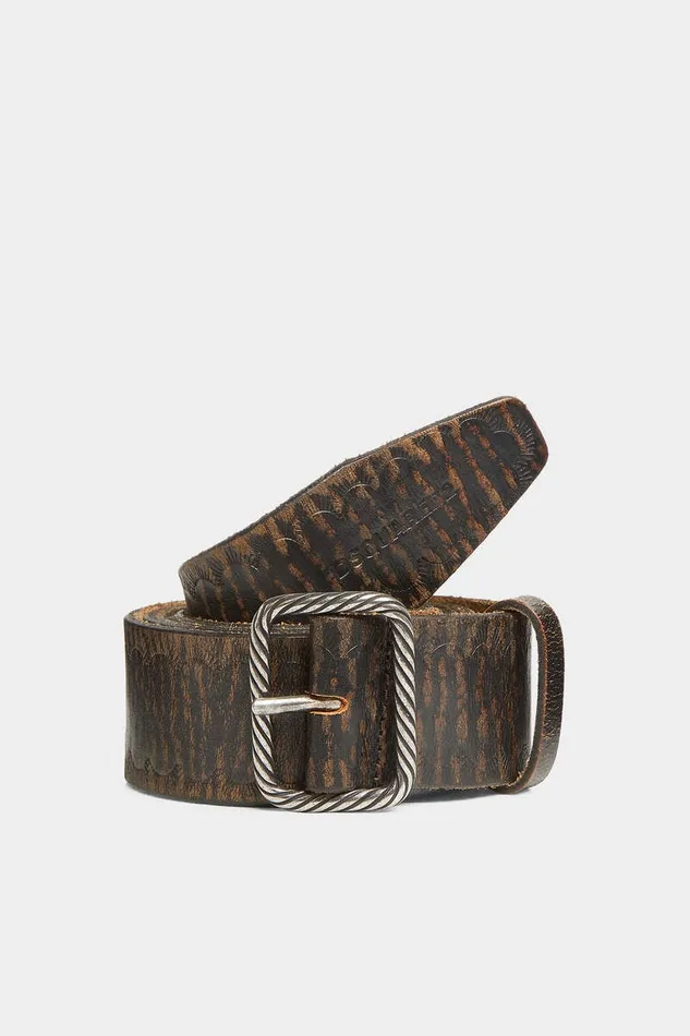 Dsquared2 Belts Vintage Buckle Scallop Belt Brownpalladium 8211 Men