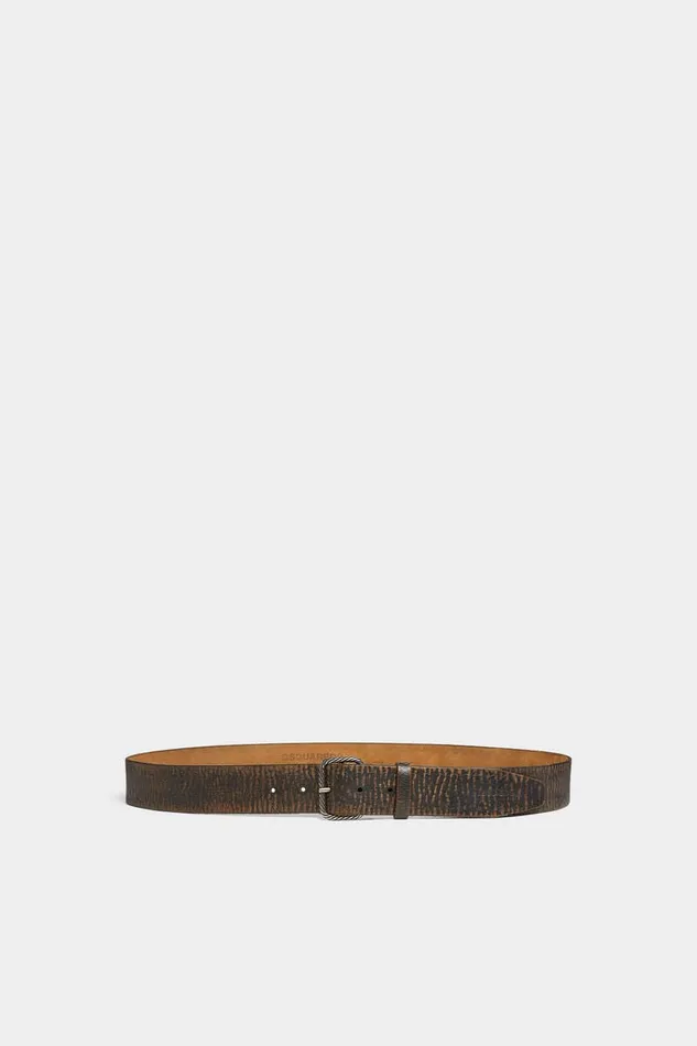 Dsquared2 Belts Vintage Buckle Scallop Belt Brownpalladium 8211 Men