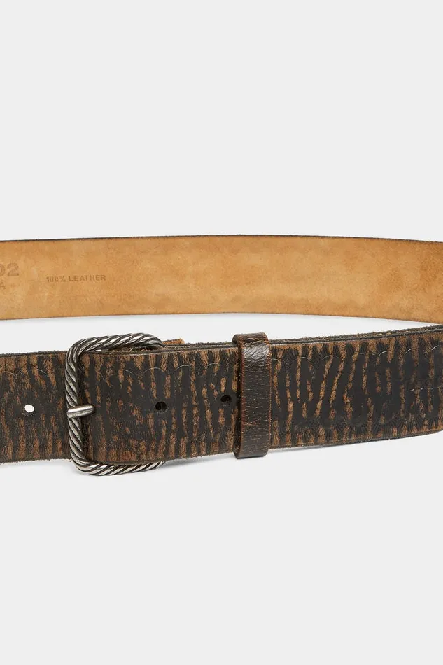 Dsquared2 Belts Vintage Buckle Scallop Belt Brownpalladium 8211 Men