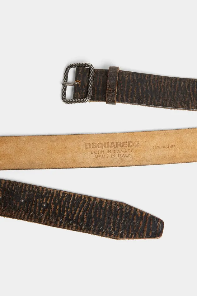 Dsquared2 Belts Vintage Buckle Scallop Belt Brownpalladium 8211 Men