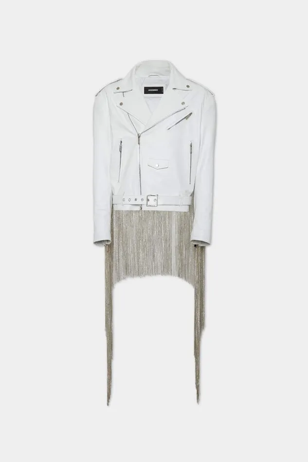 Dsquared2 Coats and Outerwear Crystal Fringes 03980s Jacket White 8211 Men
