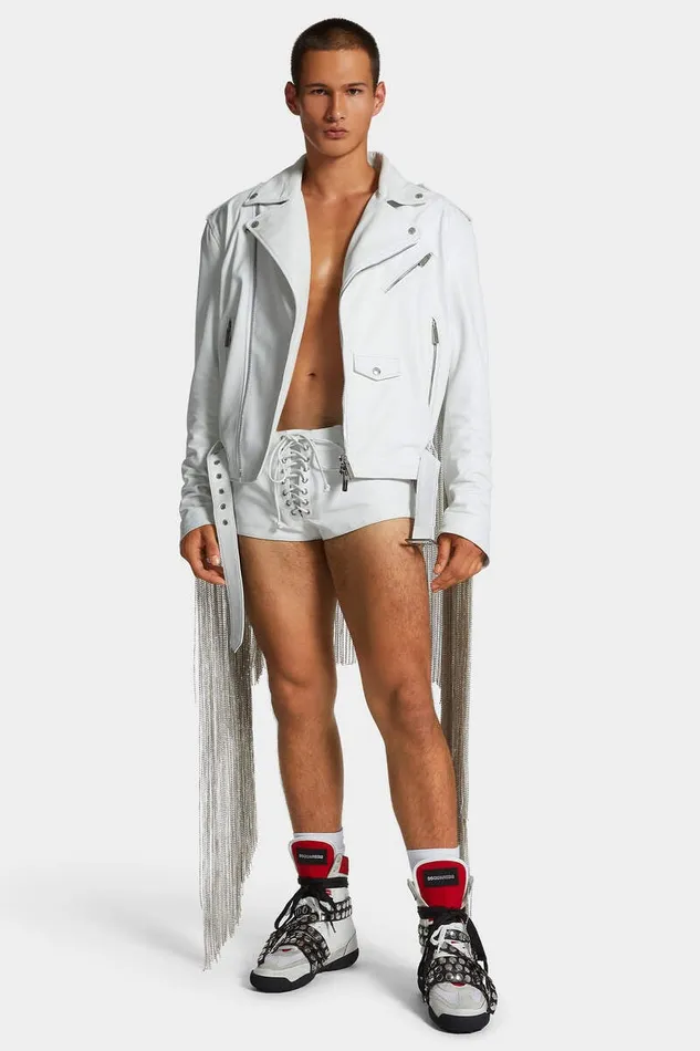 Dsquared2 Coats and Outerwear Crystal Fringes 03980s Jacket White 8211 Men