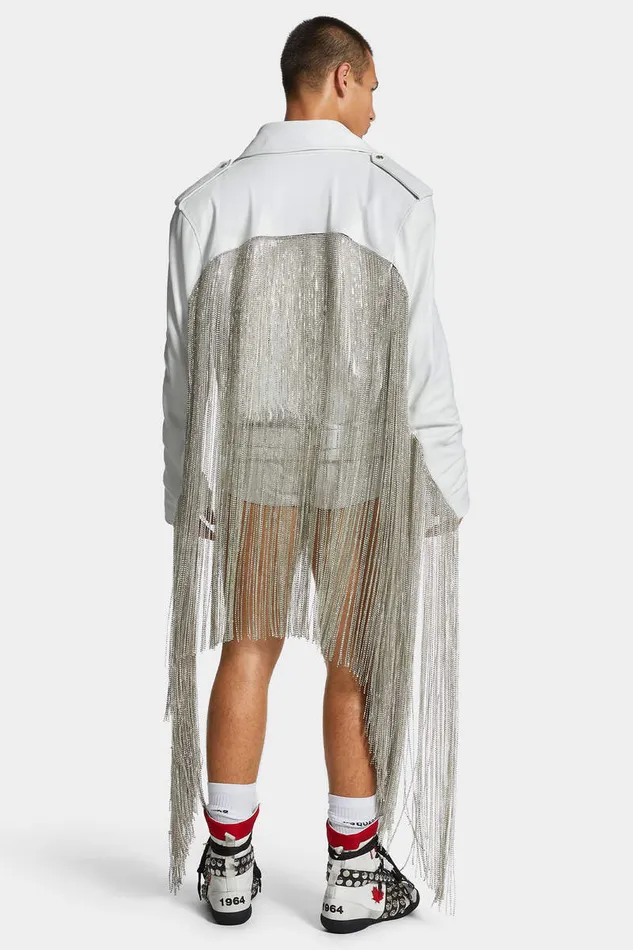 Dsquared2 Coats and Outerwear Crystal Fringes 03980s Jacket White 8211 Men