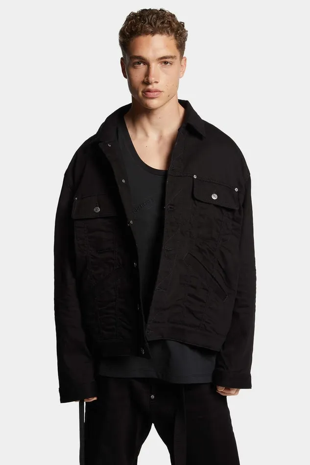 Dsquared2 Coats and Outerwear Icon New Generation Black Oversized Jean Jacket 8211 Men