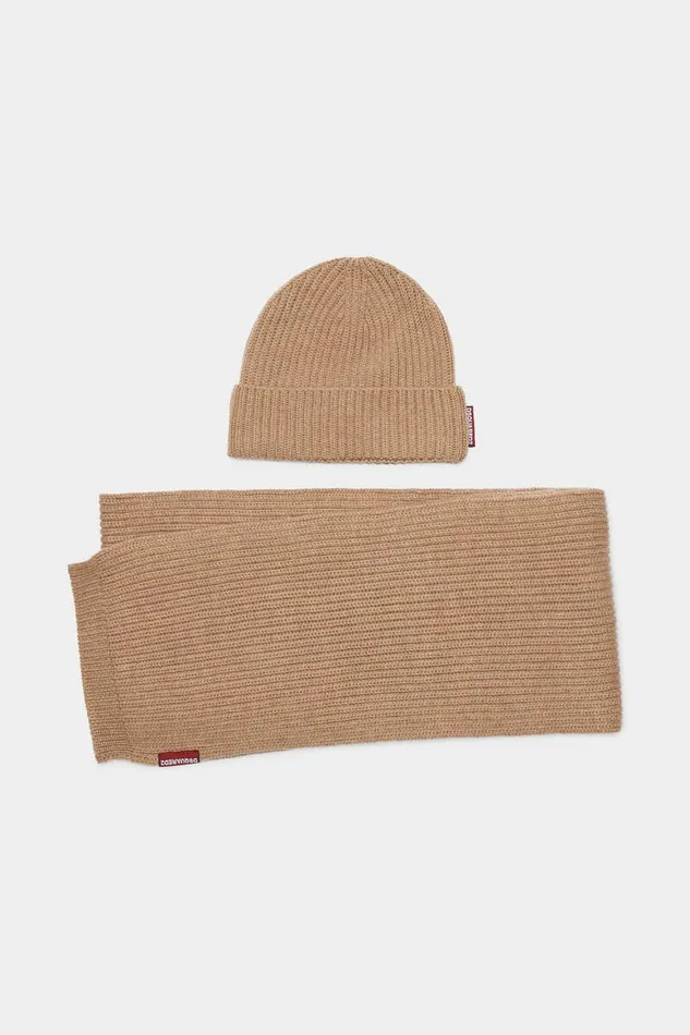 Dsquared2 Headwear Scarf and Hat Warmy Knit Set Camel 8211 Men