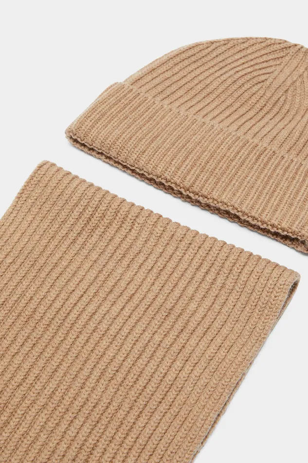 Dsquared2 Headwear Scarf and Hat Warmy Knit Set Camel 8211 Men