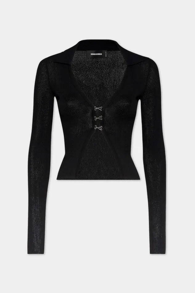 Dsquared2 Knitwear Knit Hook Polo Black 8211 Women