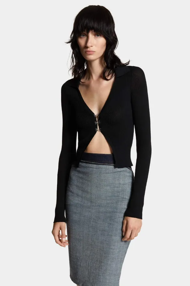 Dsquared2 Knitwear Knit Hook Polo Black 8211 Women