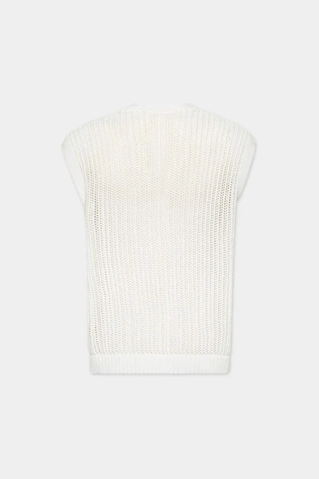 Dsquared2 Knitwear OpenKnit V Neck Vest Off White 8211 Men