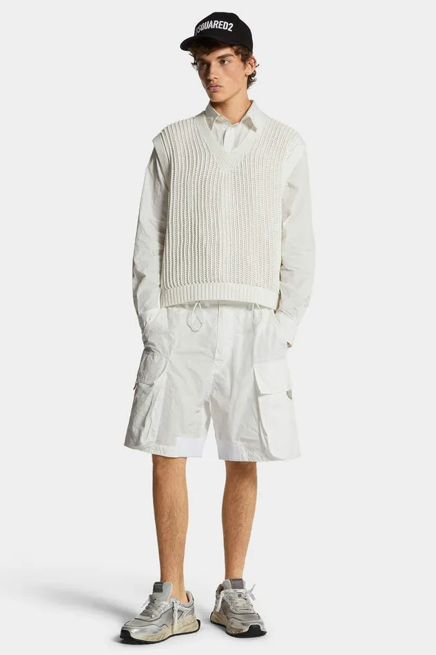 Dsquared2 Knitwear OpenKnit V Neck Vest Off White 8211 Men