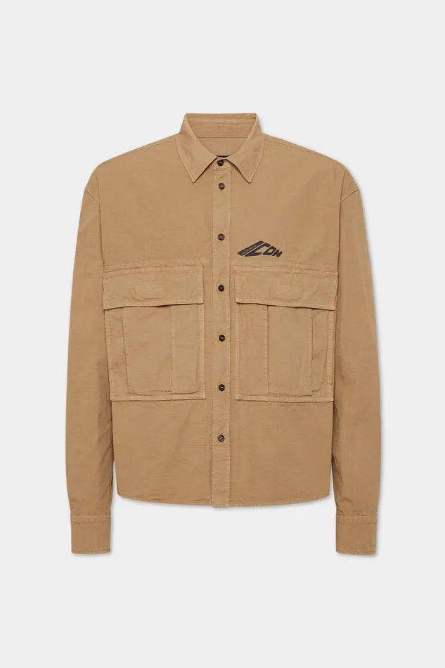 Dsquared2 Shirts Icon New Generation Ripstop Cropped Shirt Khaki 8211 Men