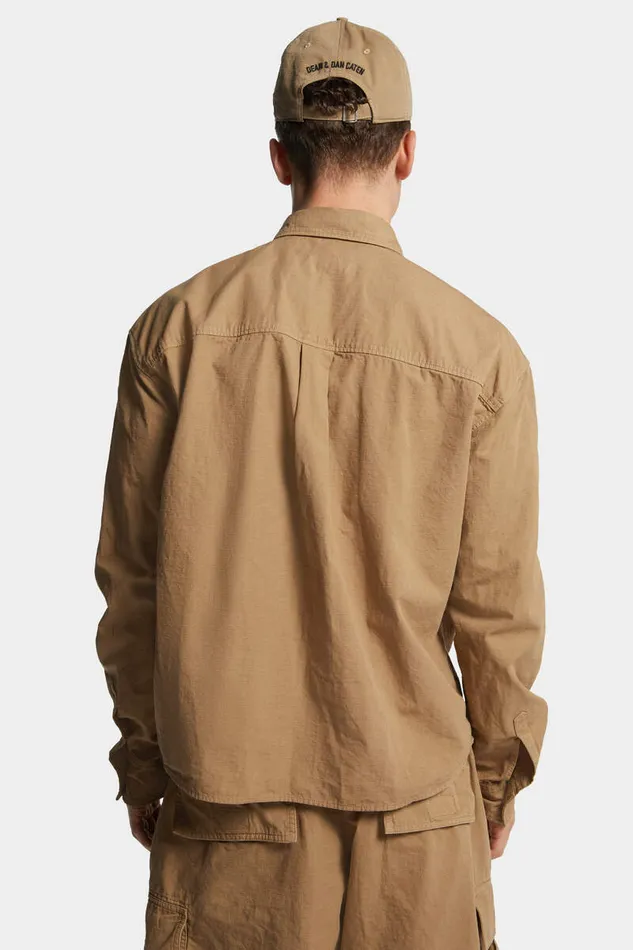 Dsquared2 Shirts Icon New Generation Ripstop Cropped Shirt Khaki 8211 Men